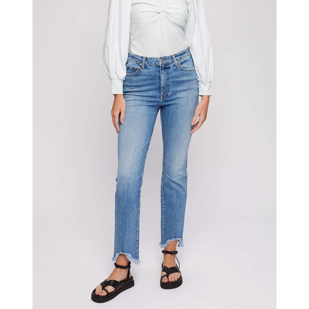 Johnathan Simkhai River High Rise Straight Jeans Vero Beach High Low Hem SZ 26